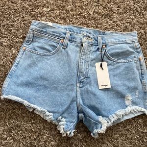 New Wrangler reworked cutoff shorts in light stone